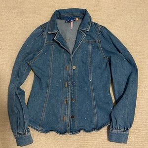 Cras denim bedazzled rhinestone shirt